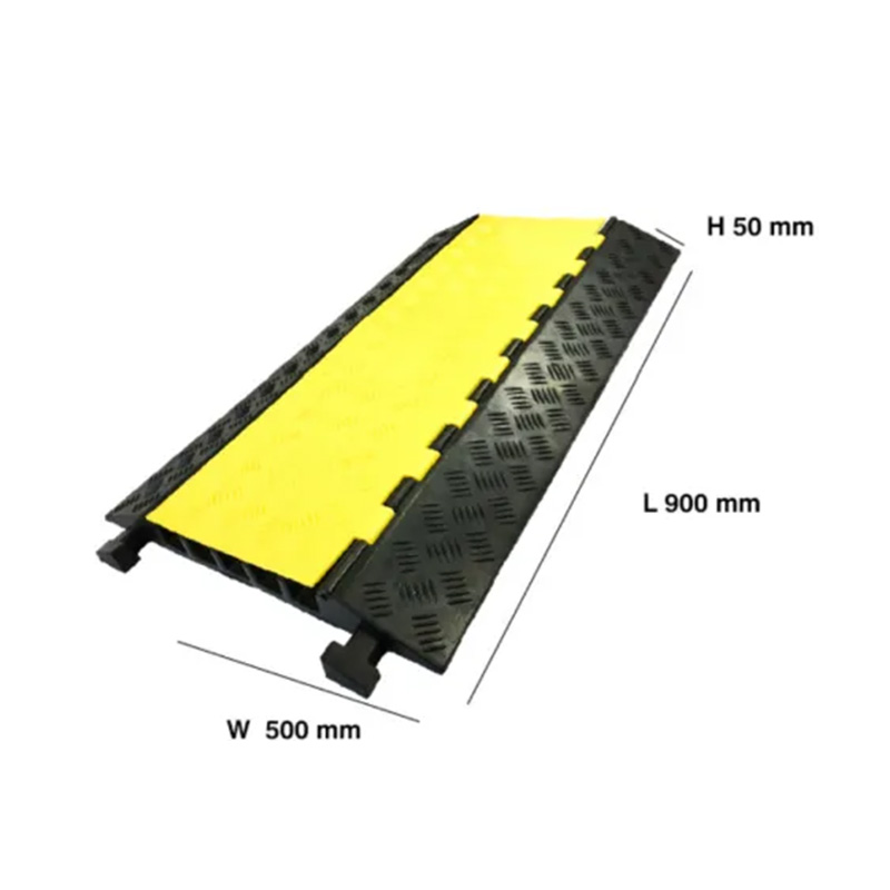 Сверхмощная 2-канальная рампа для защиты кабеля, крышка дорожного провода, желтый и черный, нескользящая поверхность, модульная блокировка