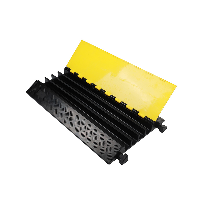 Черно-желтая резиновая сверхпрочная модульная рампа для защиты кабеля ,-канальная крышка для шнура, для безопасности дорожного движения