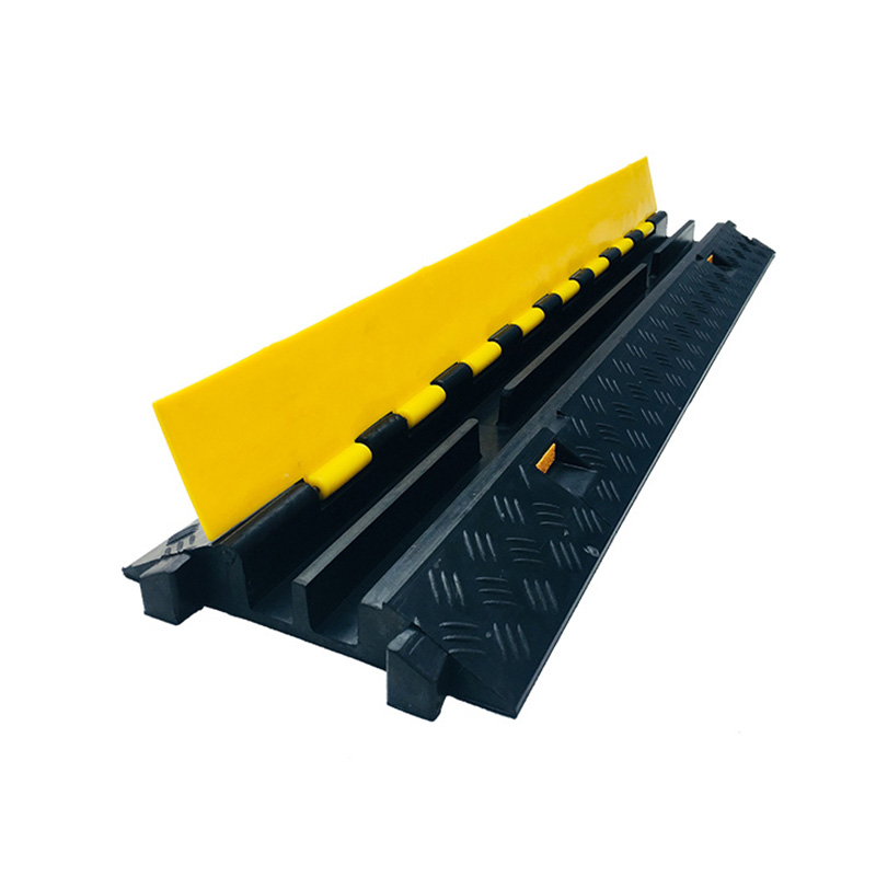 Сверхпрочная модульная рампа для защиты кабеля, 2-канальная крышка для шнура, безопасный желтый цвет, нескользящая поверхность