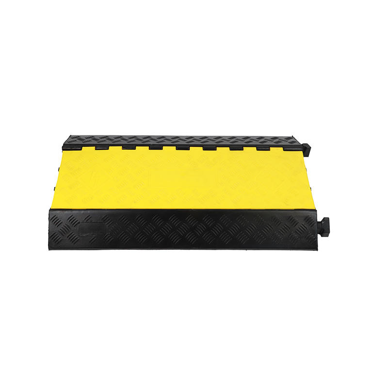 Сверхпрочная модульная резиновая рампа для защиты кабеля, 2-канальная крышка для шнуров, защита дорожных проводов, черный с желтыми полосами