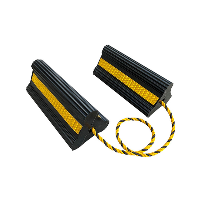 Сверхпрочные резиновые противооткатные упоры для колес с безопасными желтыми светоотражающими полосами и веревкой