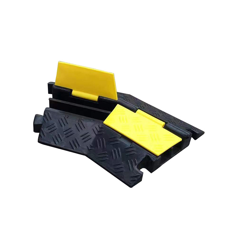 Сверхпрочная модульная рампа для защиты кабеля, 2-канальная крышка для шнура, безопасный желтый цвет, нескользящая поверхность